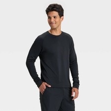 All in Motion Men's Black Crewneck Long Sleeve Moisture Wicking Ventilating Tee