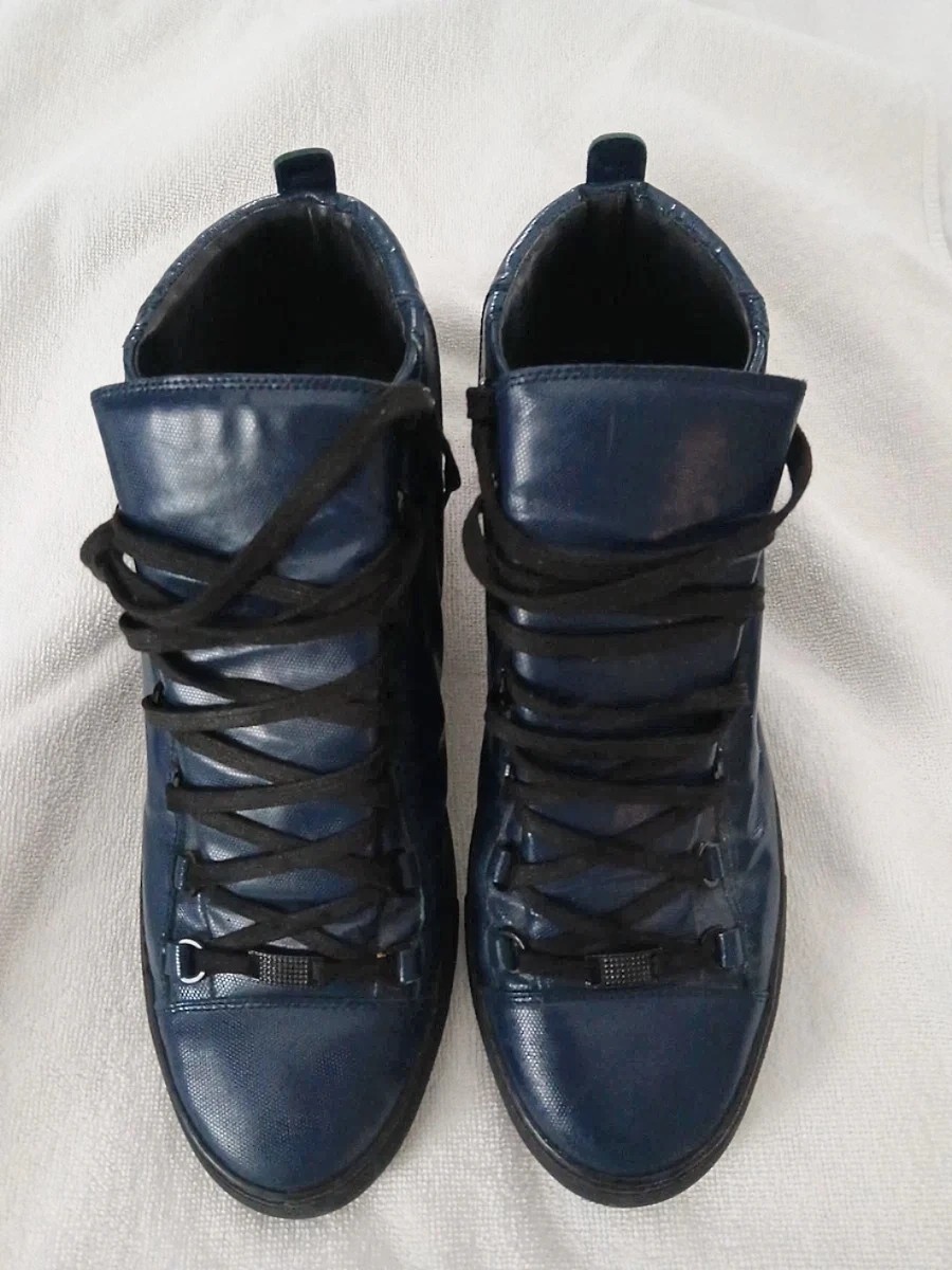 Balenciaga Arena Navy Blue Leather Men 13 46 Leather Black High