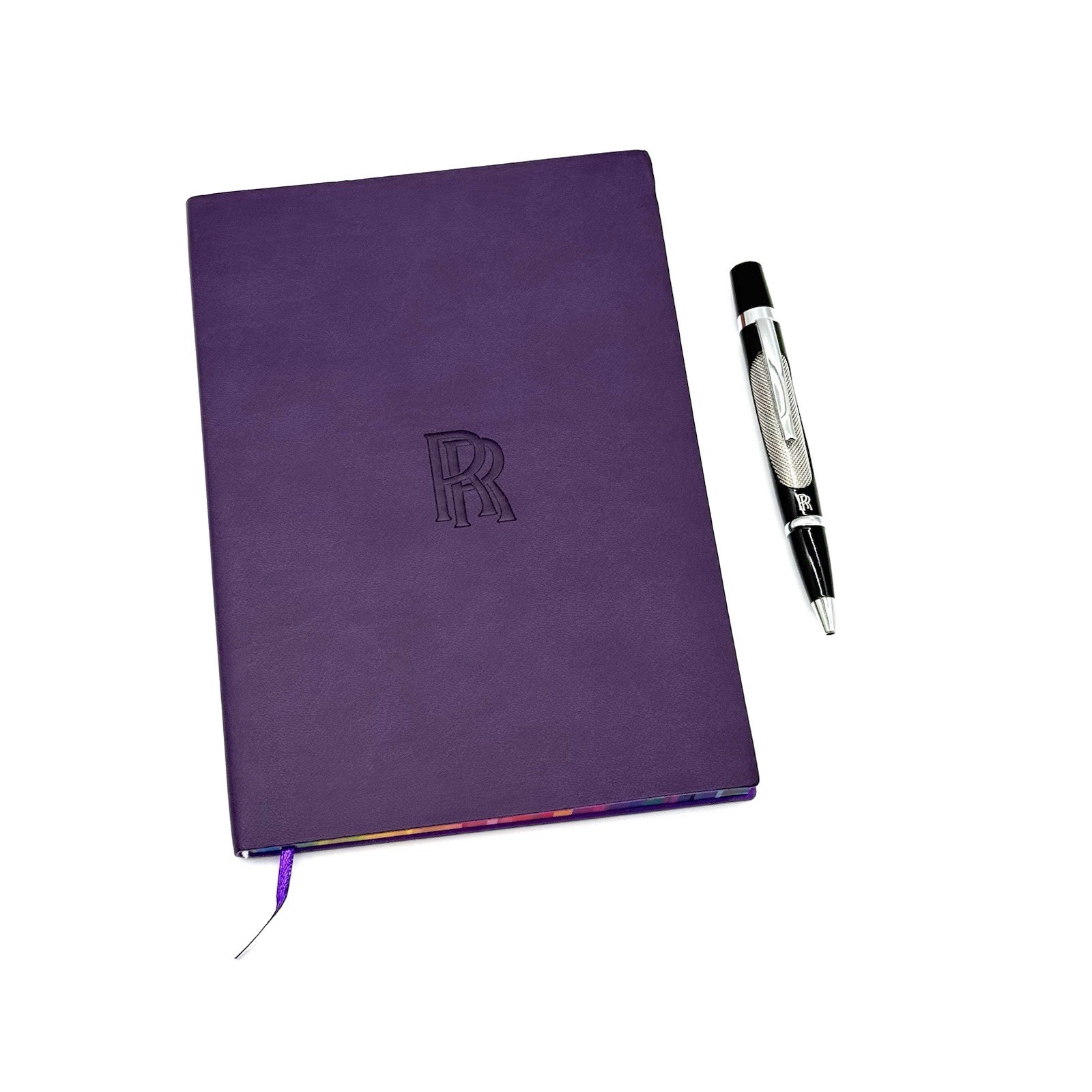 Rolls-Royce Purple Leather Notebook Journal & Metal Pen Gift Set