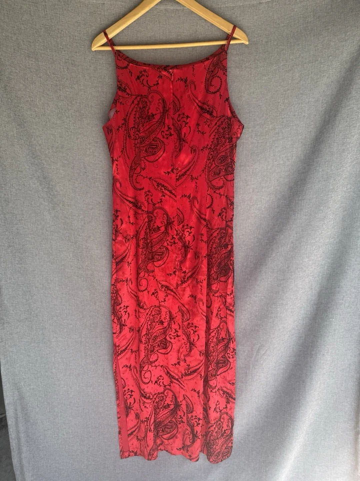 Maxi Vestido De Colección Todo Jazz Talla 13/14 Lg Rojo Cachemira Hada Grunge Años 90 Y2K Romántico Foto 4 de 4
