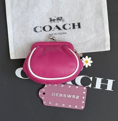 COACH PINK LEATHER MINI KISSLOCK COIN PURSE BAG CHARM FOB | eBay