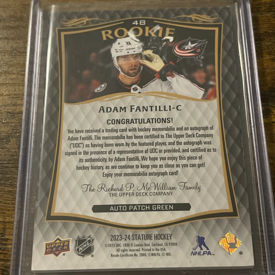2023-24 Upper Deck Stature Adam Fantilli Rookie Auto Crazy Patch RPA /35 - Image 3 of 3
