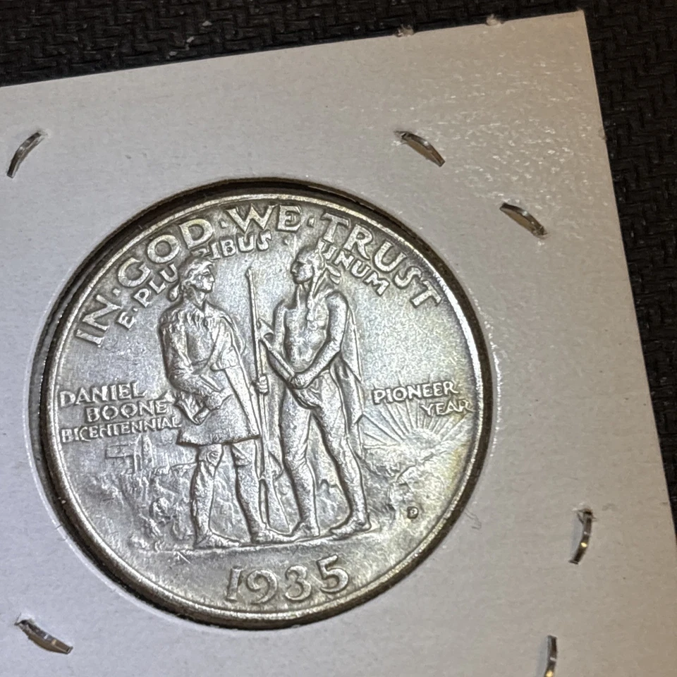 1935 D Daniel Boone Commemorative Silver Half Dollar - Image 4 of 4