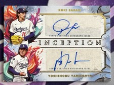 ROKI SASAKI YOSHINOBU YAMAMOTO /5 DUAL AUTO 2025 Topps Inception #IDA-SY DODGERS