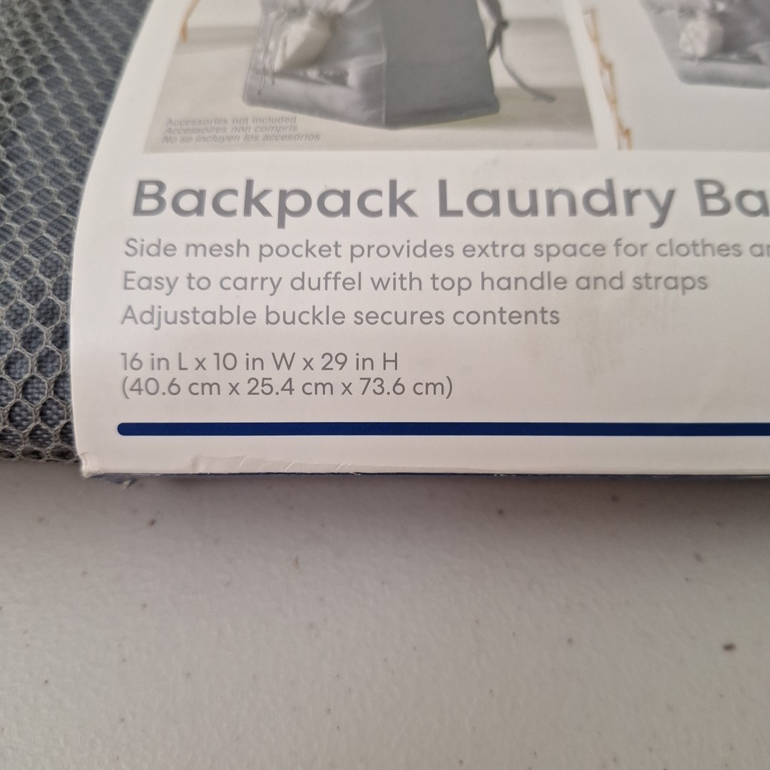 Bed Bath and Beyond Laundry Bag Backpack Adjustable Straps Large Capacity 