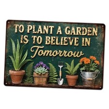 Funny Metal Tin Sign 12x8inch Vintage Potted Plants Tin Signage Decor Garden