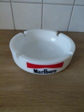 Marlboro Aschenbecher alt Glas 14,5 Cm  wei&szlig; Gro&szlig;  Vintage