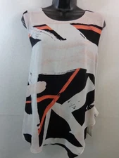Ivanka Trump Blouse Women's XL White Black Sleeveless Layered