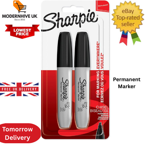 Sharpie Permanent Markers | Chisel Tip | Black | 2 Count