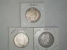 3 COIN LOT OF SILVER BARBER HALF DOLLARS, 1907-P, 1908-S, 1908-O