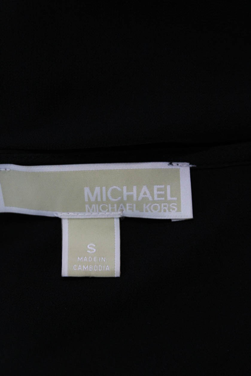 Michael Michael Kors Womens V Neck Ruffled A Line Dress Black Size Small thumbnail 6