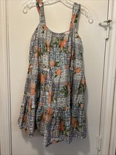 Primark Citrus Print Dress Womens 2 Boho Tiered Summer Sundress