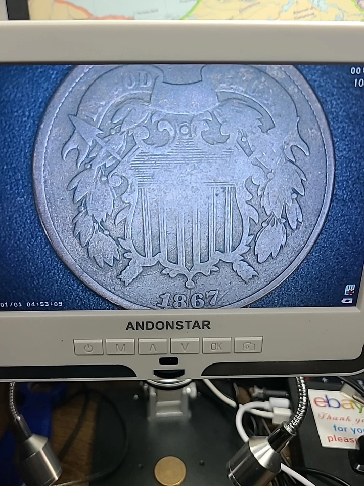 1867 2 Cent US Coin - Image 3 of 4