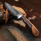 8.0" D2  EDC Hunting Fixed Blade Knife Full Tang Resin Handle Leather Sheath — photo 5