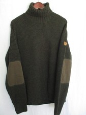 Fjallraven Ovik Turtleneck Sweater XL Dark Olive Elbow Patches 100 Wool
