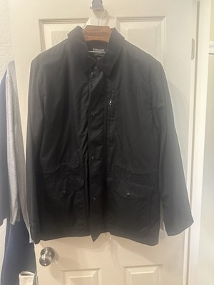 Filson Cover Cloth Mile Marker Coat Black Waxed Cotton W/ Moleskin Liner Vest, L