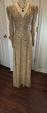 MAC Duggal NEW Sequin Embellished W/Cuff Sleeves Vanilla-Silver Size 6 5720