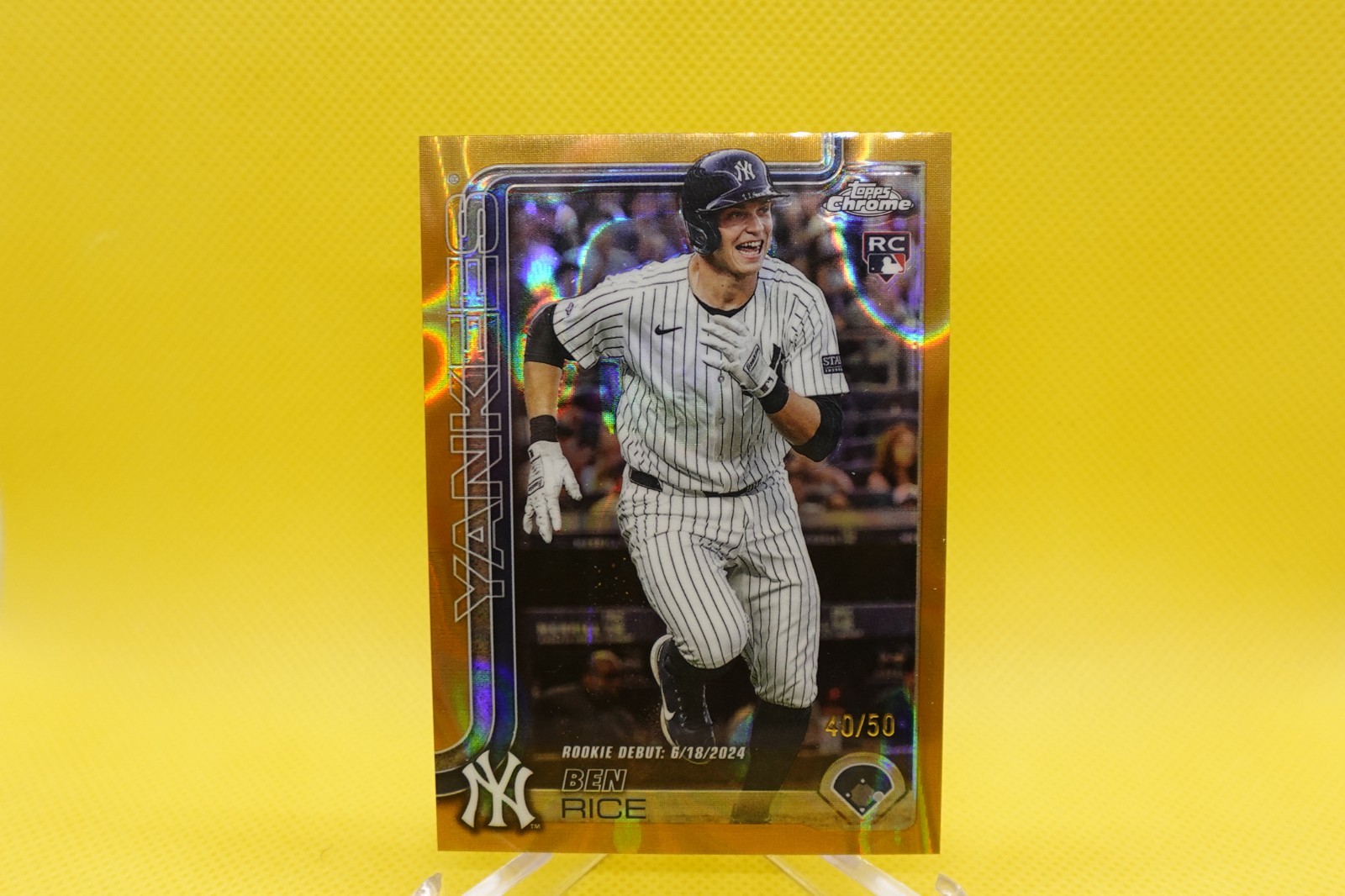 2025 Topps Chrome Update Ben Rice #USC138 RC Gold Lava Refractor /50 Yankees