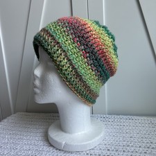 Crochet Hat/Beanie Multicolor Bright Hues Fall Winter Unique Design Handmade