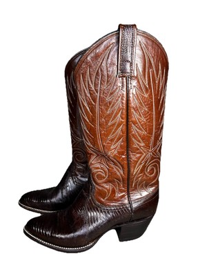 VTG Dan Post Ladies Cowboy Boots Lizard Skin size 6.5C Made In USA EXCEPTIONAL