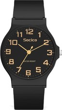 SOCICO Kids Analog Watch Boys Girls, Thin Dial 30M Black-Black
