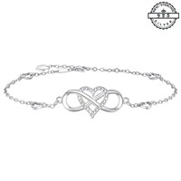 Unendlichkeit Infinity Herz Armband Aus 925 Sterling Silber Mit Kristallen
