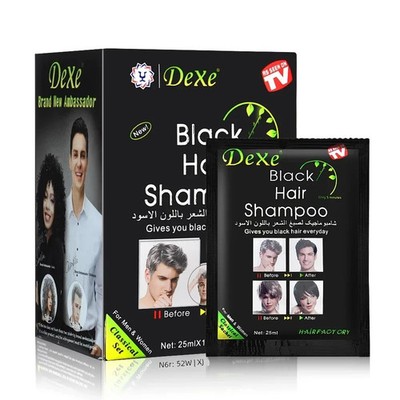 10 Pcs Dexe Fast Black Hair Shampoo 5 Min Herbal Hair Dye Unisex
