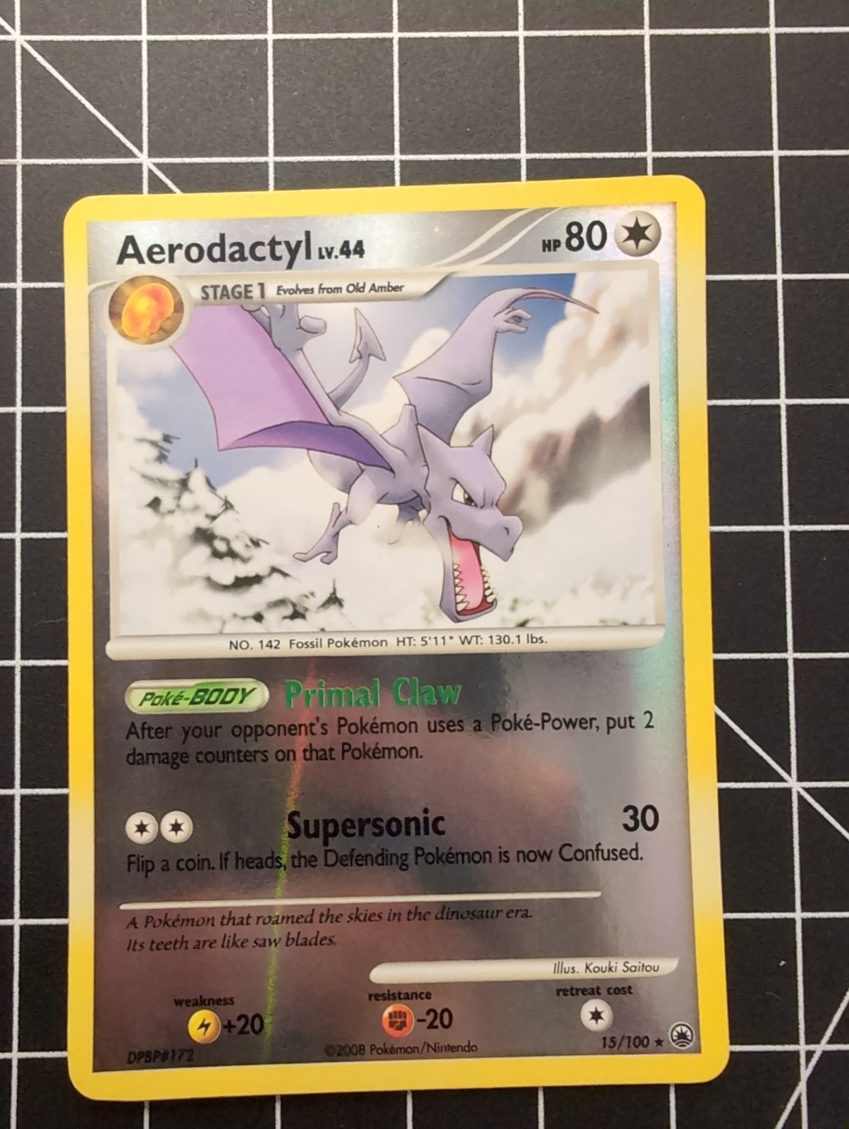 Pokemon Card - Aerodactyl Majestic Dawn 15/100 Reverse Holo LP
