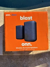 ONN. ROKU WIRELESS SURROUND SPEAKERS – 80W PEAK POWER, EASY PAIRING - BLACK