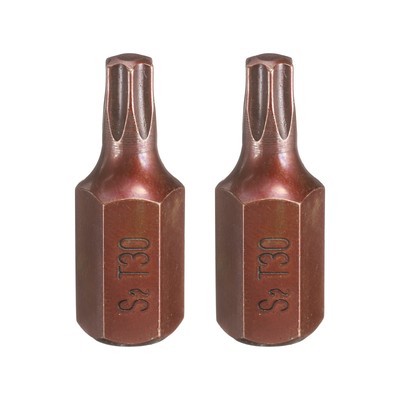 2x T30 Torx Bit 10mm 6Kant 30mm Magnet Sicherheits-Tamper-Proof S2