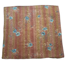 Vintage Unbranded Shear Floral Scarf in Plum, Brown, Blue White Colors 20"x21"
