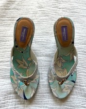 Emilio Pucci Floral Mint and Cream Slip-On Sa...