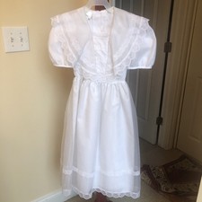 Bonnie Jean Girls White Organza Satin Ruffle Formal Flower Girl Dress - Size 8