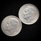 90% Silver - 1964 Roosevelt Dime - 2 Dimes - Circulated Condition - 08-29