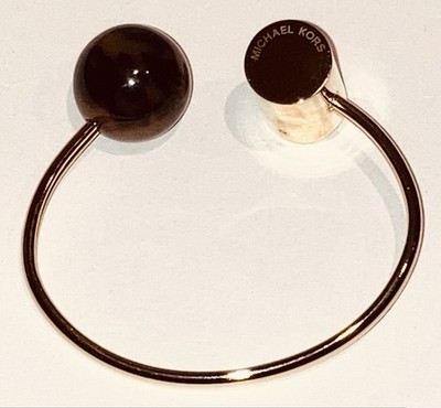 MICHAEL KORS VINTAGE RARE GOLD TONE TIGER EYE ACETATE FLEXI CUFF BRACELET!!