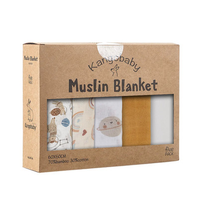 New Bamboo Cotton Baby Bib Set 5pcs Muslin Burp Cloth Fast Shipping