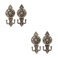 2 Pairs Curtain Tack Hooks Vintage Sunflower Pattern Wall Tieback