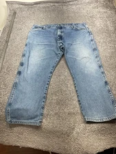 Wrangler Jeans Men's 42x30 Blue 100% Cotton  Straight Small Back Pocket Hole