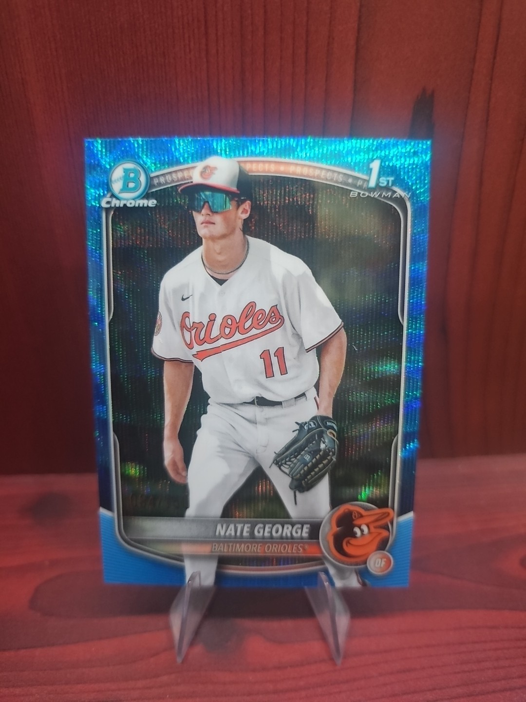 2025 Bowman Chrome Prospects Nate George #BCP-184 Blue Wave Refractor /150 (RC)