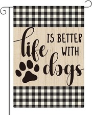 Pet Paw Welcome Dog Garden Flag 12x18 Double Sided Burlap