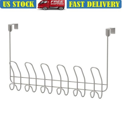 Over the Door 6 Hook Rack Durable Metal Towel Robe Clothes Storage Solution New