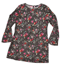 GAP Women's Brown Floral Bell Sleeve Shift Dress Regular Size L Polyester