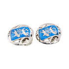 VINTAGE STERLING SILVER BLUE ENAMEL SIAM SET EARRINGS BROOCH 16" NECKLACE #7938 — photo 4