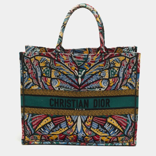 Dior Book Large Multicolor Butterfly Embroidered Canvas Tote