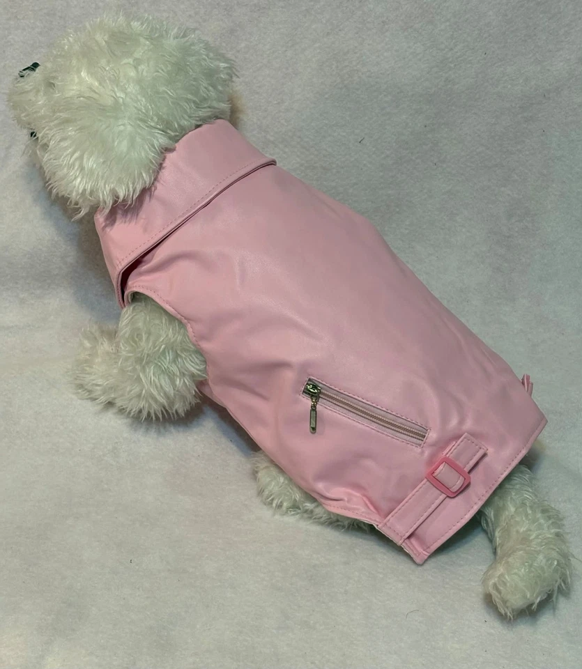 BLACK, RED, PINK PU Leather Pet Dog Vest - Image 4 of 4