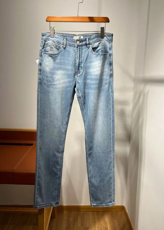 Brunello Cucinelli Men's Classic Regular Fit Jeans Zipper Pocket Trousers Pants - Image 2 of 4