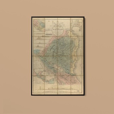 Vintage Maps - Nicaragua Isthmus Canal - Art Print on Paper or Canvas