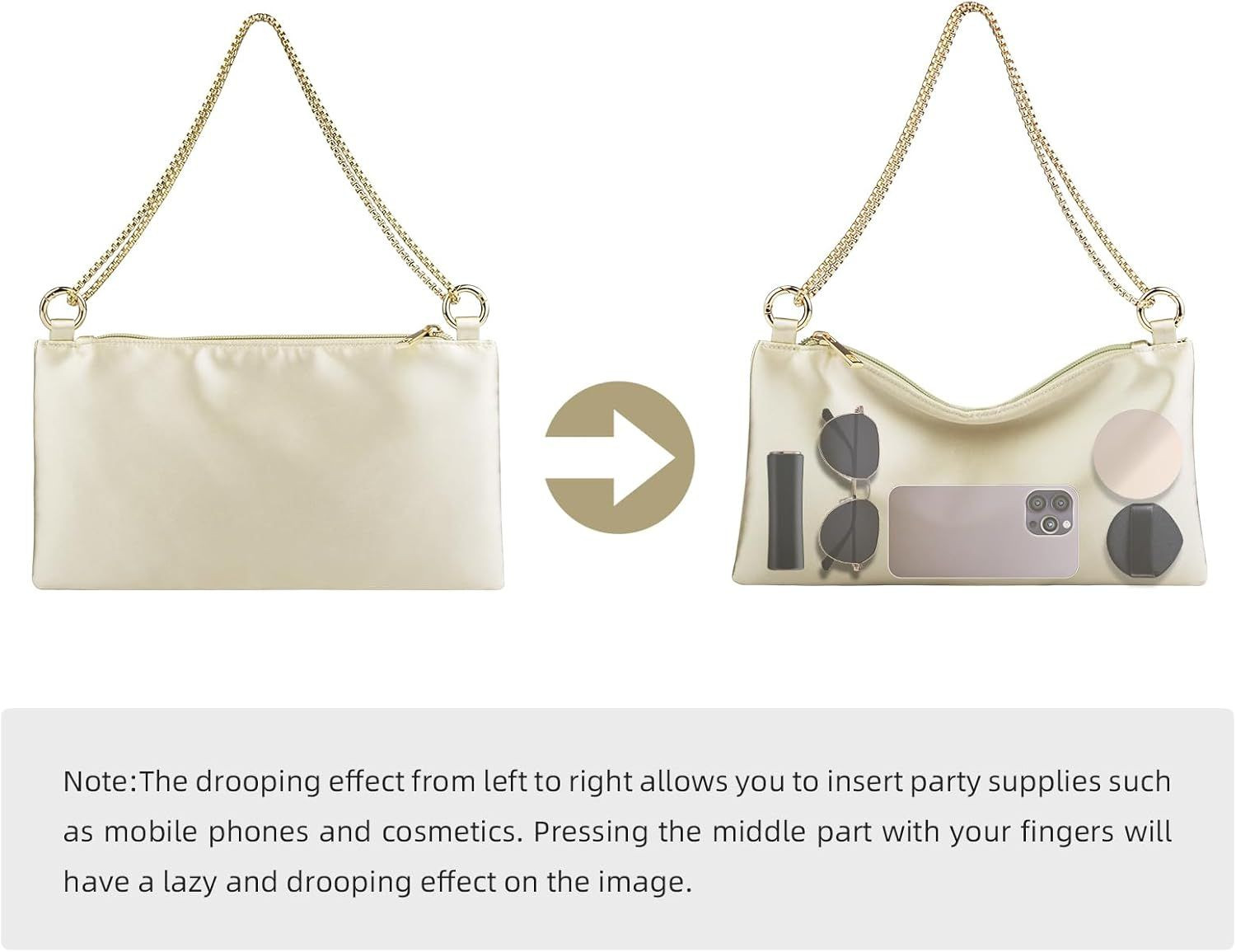 Women’s Satin Evening Bag Clutch Purse Handbag for Women Champagne (Satin) 