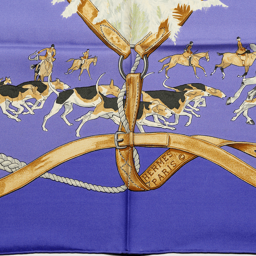 Hermes Scarf LE BIEN ALLER Vintage Silk Carre Foulard JEAN DE FOUGEROLLE 90cm - Picture 2 of 7