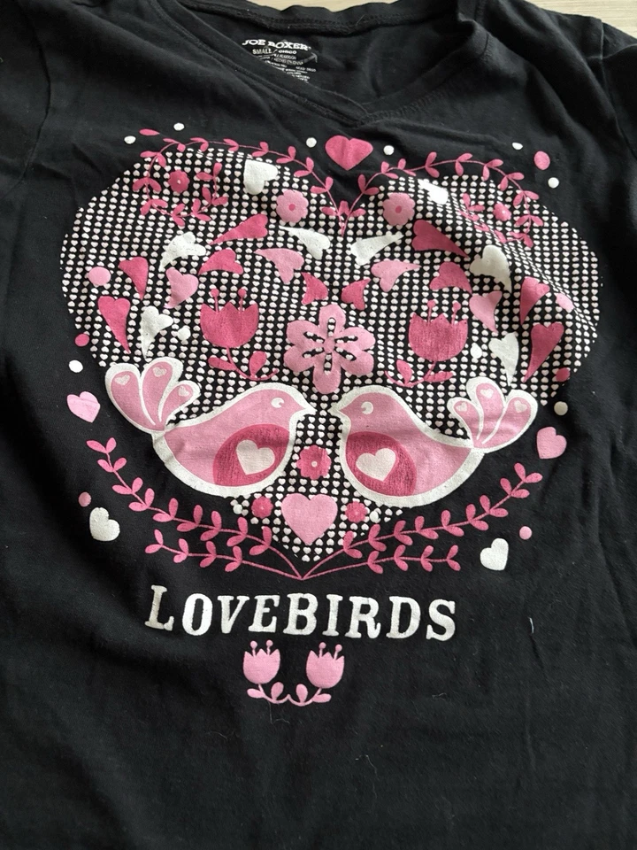 Top Boxers Pink Lovebirds Negro Manga Larga Y2K Joe Talla Pequeña Foto 3 de 4
